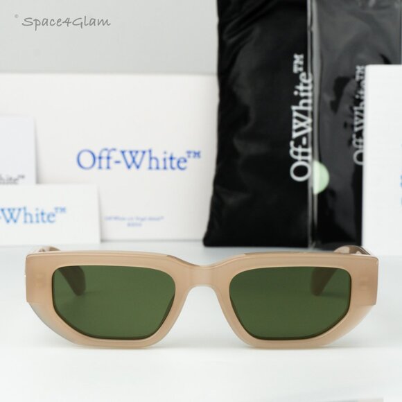 Off-White Women Sunglasses Beige Green Square OERI115 GREELEY 1755 NEW AUTHENTIC main image 8